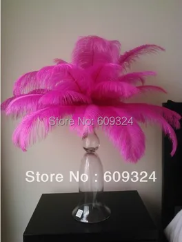 

Free Shipping-100pcs 14-16inch(35-40cm) hot pink fuchsia Ostrich Feather for wedding decoraction,table centerpieces