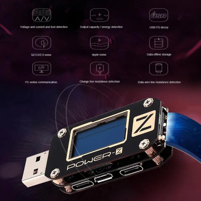 ATORCH пауэр Z USB тестер Тип c PD QC 3 0 2 зарядное устройство Напряжение Ток пульсация