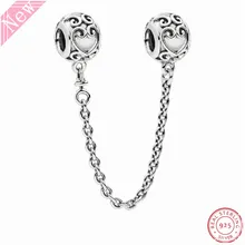 Закрученного филигрань деталь Зачарованный сердце шарики на страховочной цепочке для самостоятельного изготовления ювелирных изделий Fit Подвески Пандора Серебро 925 первоначально SF023