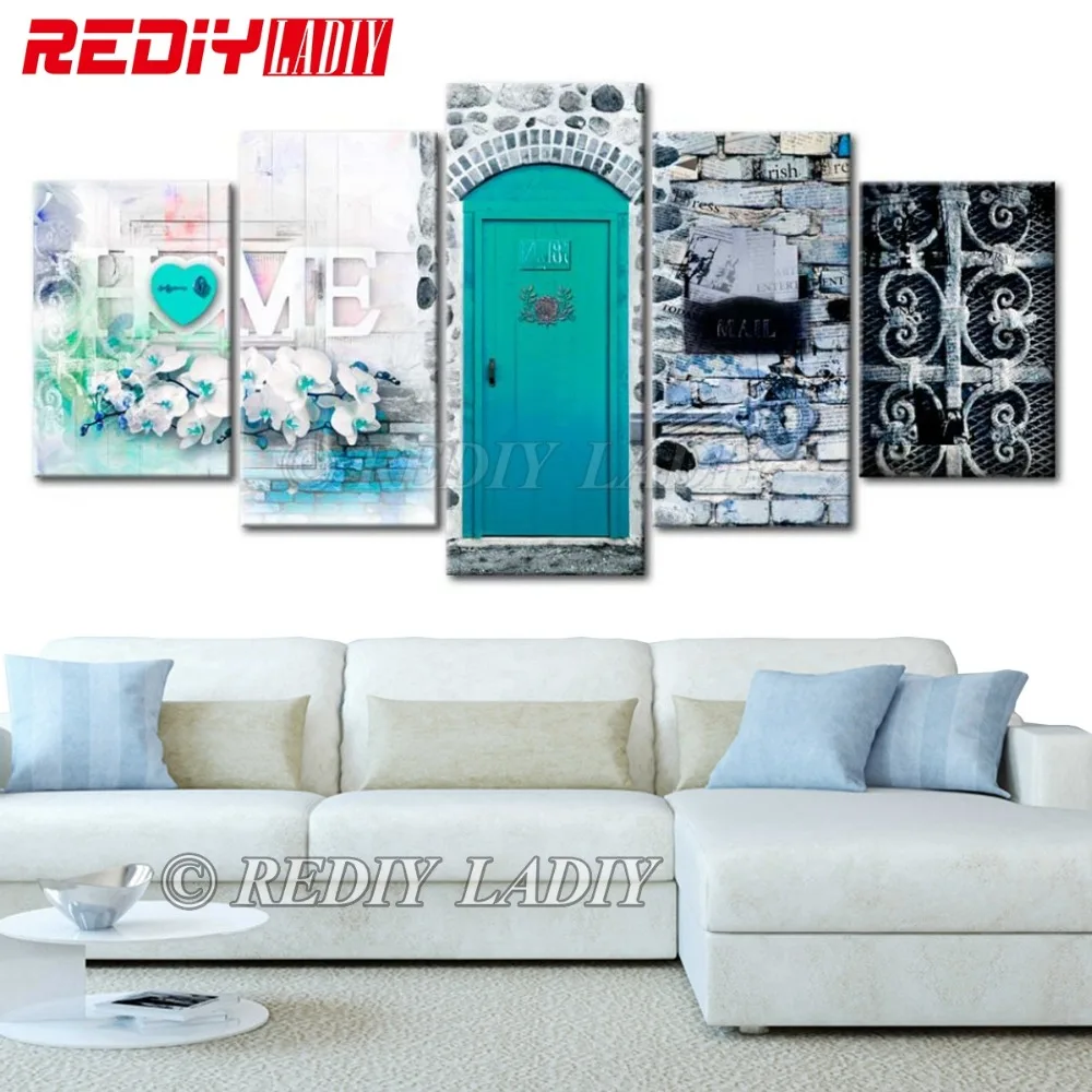 

REDIY LADIY Diamond Painting Triptych Diamond Mosaic Pattern Retro Home 5 Panels Modular Picture Diamond Embroidery Wall Arts