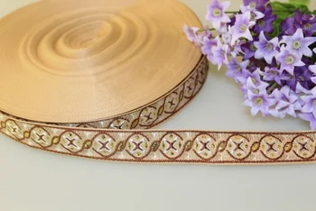 

10 yards/lot wide 2.2cm Woven Jacquard Ribbon geometry beige