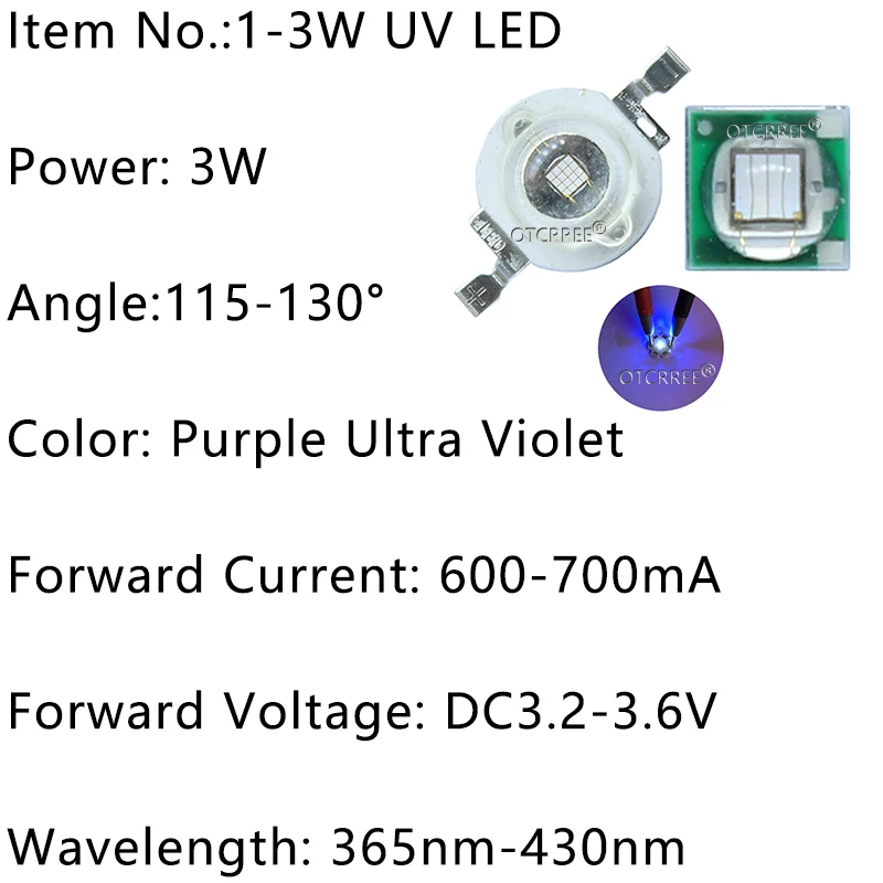 1 шт. 3 Вт Высокая мощность 3535 светодиоды УФ Фиолетовый светильник чип 365 385 395nm 400 405nm 430nm для сушки ногтей идентификация валюты DIY