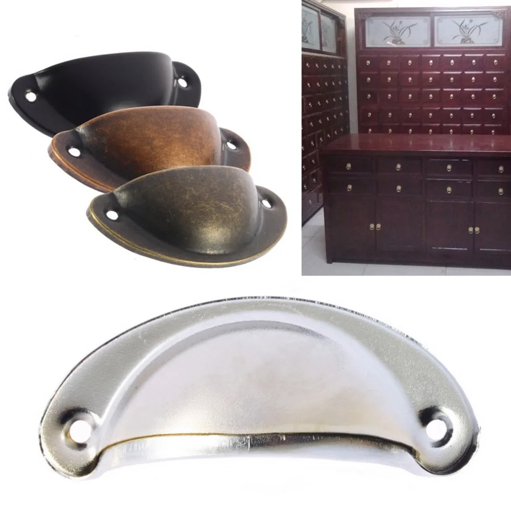 

Shell-shaped black Vintage Zinc Alloy Door Cabinet Drawer Box Bin Furniture Handles Cup Pull Knob Light weight
