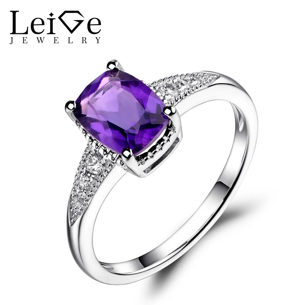 Лейдж Природный аметист кольцо стерлингового серебра 925 ювелирных изделий фиолетовый камень свадебные Обручальные кольца для Для женщин П... Лейдж Природный аметист кольцо стерлингового серебра 925 ювелирных изделий фиолетовый камень свадебные Обручальные кольца для Для женщин П...