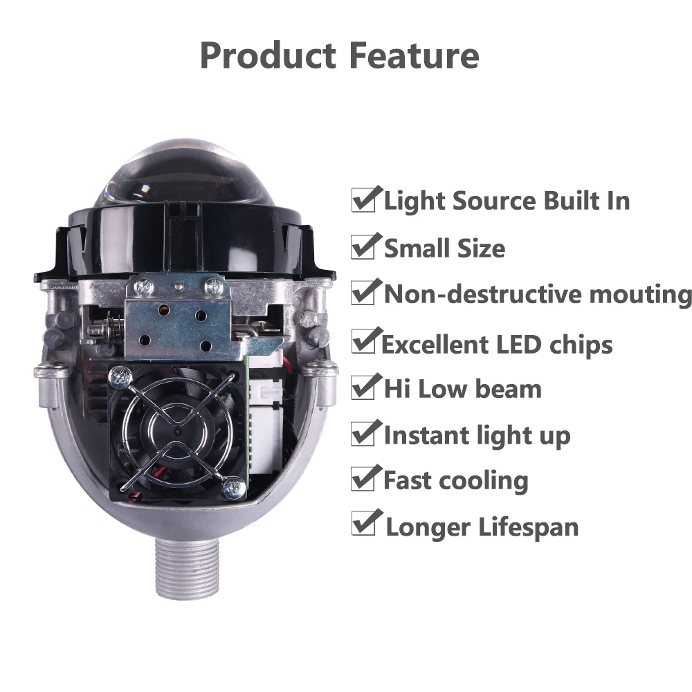 Sanvi 2,5 дюйма 35 Вт 5500K Bi светодиодный светильник на голову с объективом для авто проектора H4 H7 9006 светодиодный светильник комплекты для модернизации автомобиля мотоцикла головной светильник