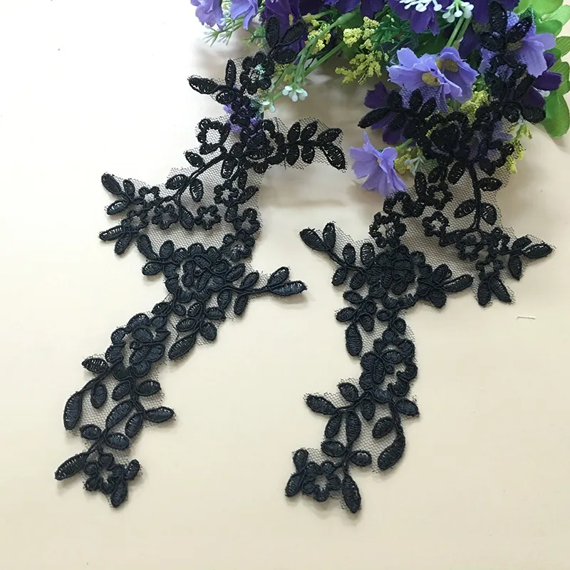 

10 Pieces Beautiful 2018 Car Bone Flower Lace Applique Wedding Trim Accessories Headband Black Motif