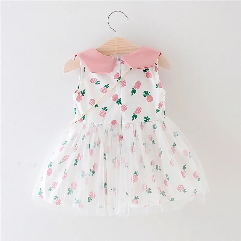 Girls dress Toddler Kid Baby Girl Plaid Fruit Printed Party Princess Dress Clothing robe fille #4J10 (2)