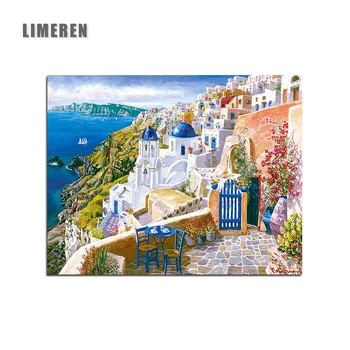 

Frameless Dream Palace Seaside By Numbers houses Sea Still Life Digital Painting