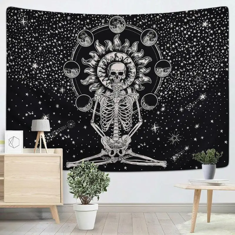 Mandala Skull Printed Tapestry Wall Hanging Blanket Yoga Mat Bedroom Decor Bohemian Beach Towel Tablecloth Halloween Tapestry