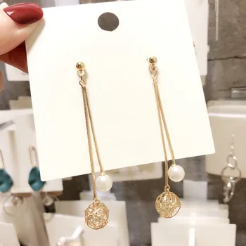 

Dominated 2020 creative long tassels contracted joker pearl Women Drop earrings