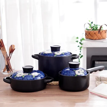 

Japanese style heat-resistant casserole stone hot pot open flame pottery soup stewpot rice milk stew pan cooker saucepan