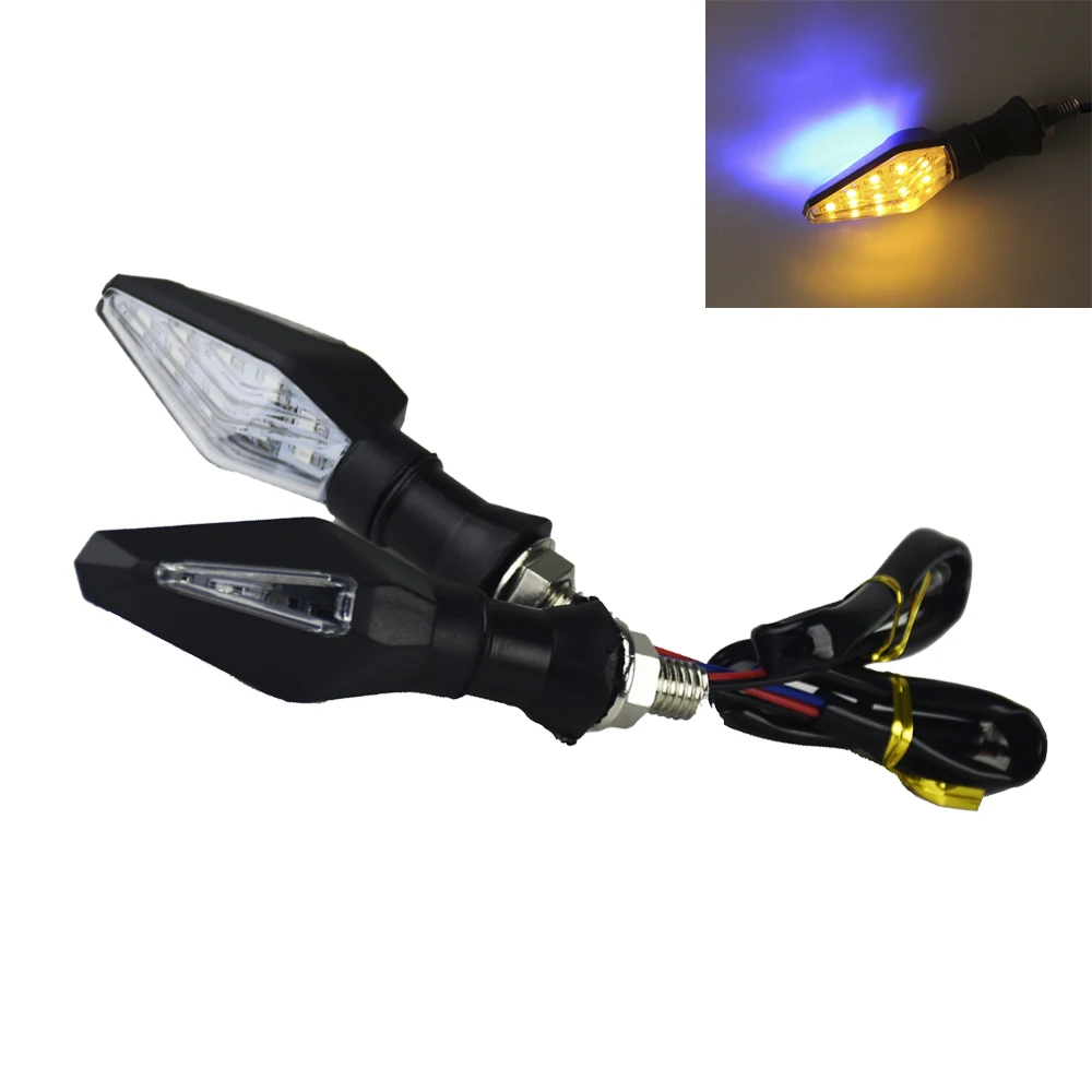 

2Pcs/1 lot Motorcycle LED Turn Signal Light High quality 12 Led Indicator Light Dual Color Blue&Amber Blinker Light