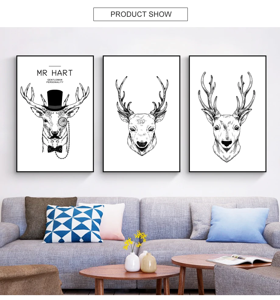 Canvas Painting Personality Simple Style Home Decoration Waterproof Ink Brand New Design Pictures Posters Wall Art  (5)