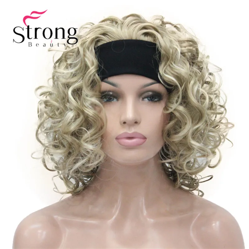 Blonde Highlights Short 3 4 Women S Synthetic Wigs Hairpiece Curly