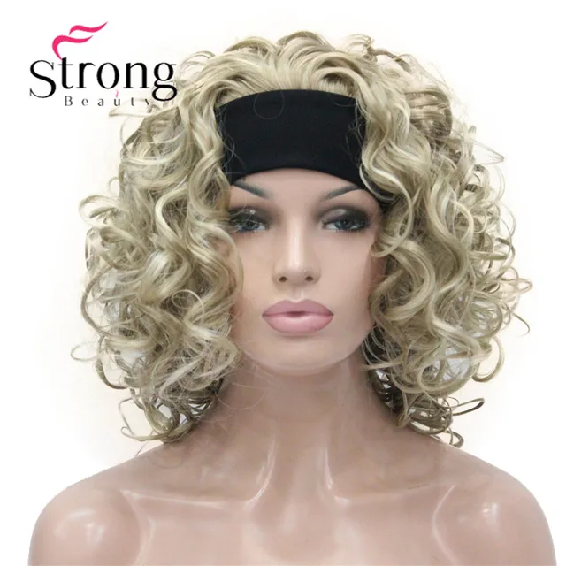 Best Offers Blonde Highlights Short 3/4 Women's Wigs Hairpiece Curly Hair Piece with Headband COLOUR CHOICES