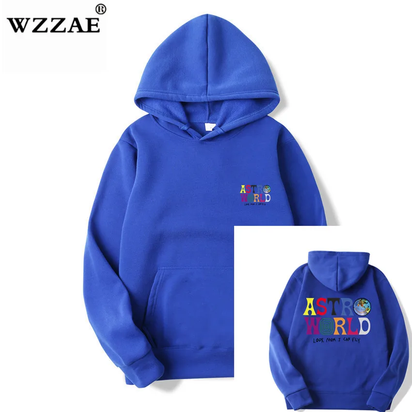 Blue Трэвисс Скотт ASTROWORLD WISH YOU WAS HERE толстовки модные буквы ASTROWORLD Толстовка уличная Мужская Женская пуловер Толстовка - Цвет: Blue