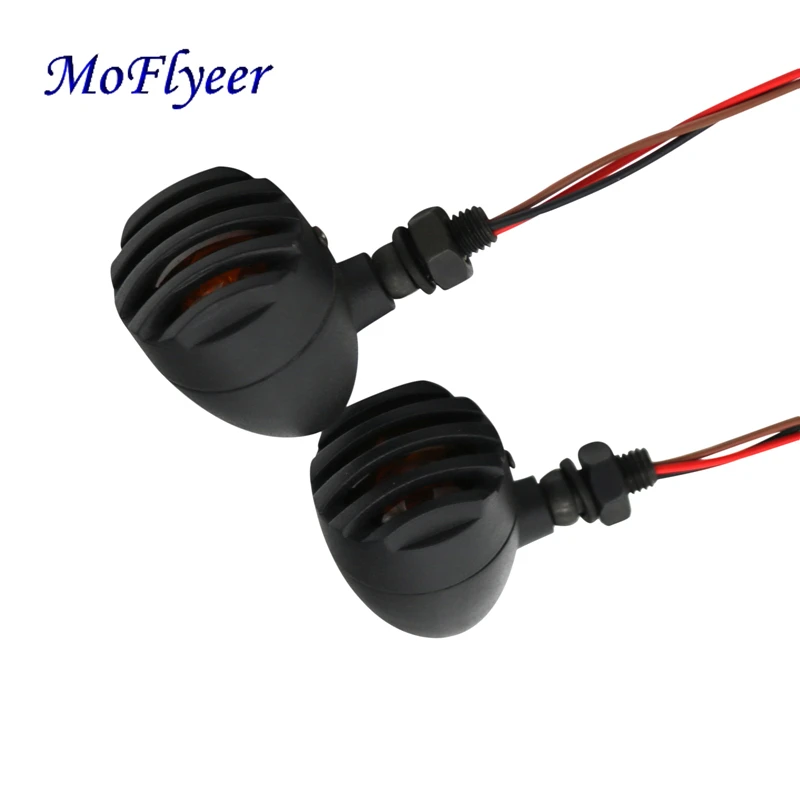 

MoFlyeer Motorcycle Turn Signal Indicator Light Bullet Steel Motorbike Flashers Indicator
