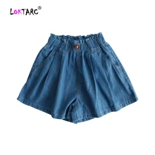 LOKTARC джинсовые шорты для девочек Свободный Повседневный хлопковый детские джинсовые шорты эластичный пояс Твердые Цвет фальш-юбка Детские шорты для девочек штаны