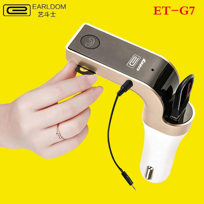 

Earldom Car Use Cell Phone USB Charger Support MP3 SD Card Bluetooth Hands Free Call FM Radio Connection Emitter 5V 2A Output