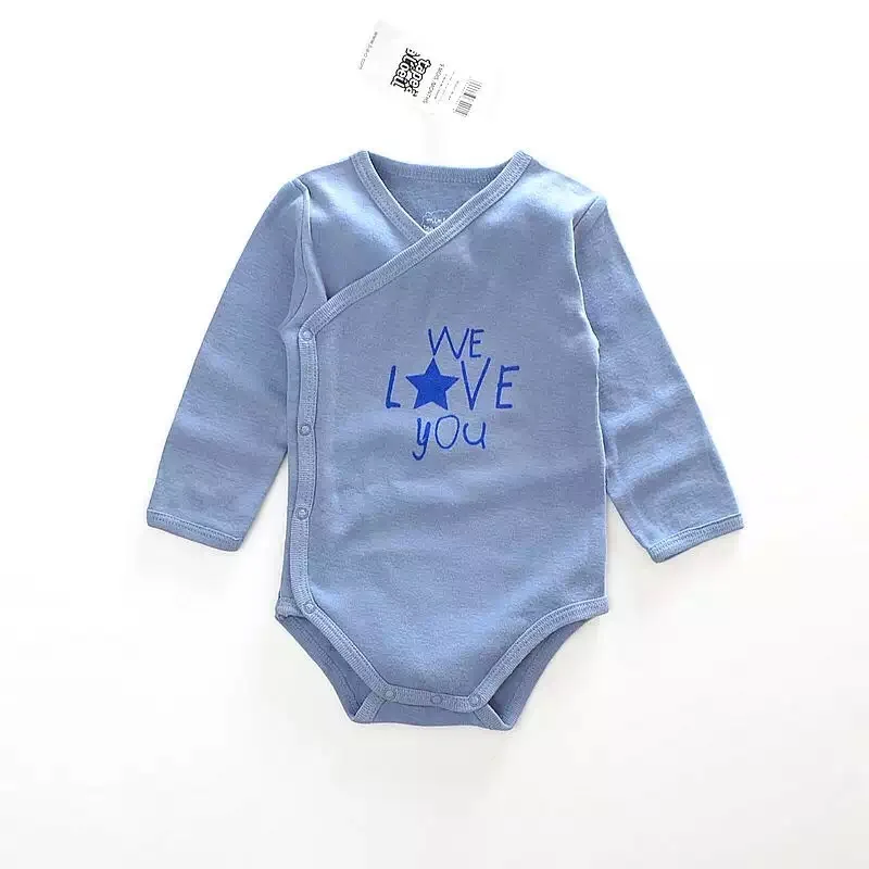 Kiddiezoom брендовый Комбинезон для маленьких мальчиков высокого качества с принтом «мы любим вас», Одежда для новорожденных девочек - Цвет: Синий