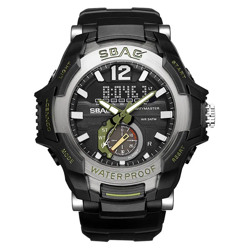 Роскошные модные мужские часы цифровой военный спортивный светодиодный водонепроницаемый наручные часы электронные часы Горячая relogio masculino reloj hombre# F - Color: Army Green