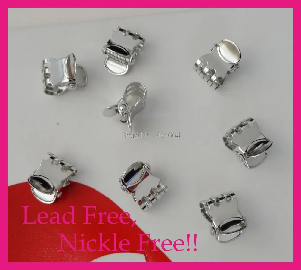 30PCS 1.5cm 3/5" Silver Finish Oval Pattern Plain Metal Hair Claws