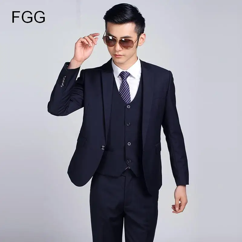 4701 25 De Réductionbleu Foncé Formel Mariage Hommes Costume Ensemble Décontracté Marque Terno Masculino Slim Blazer Costumes Pour Hommes