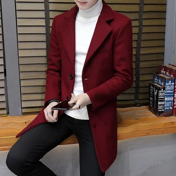 

2018 men Casual wool jackets Coats Men fashion Slim Fit Autumn Winter Jackets Parkas