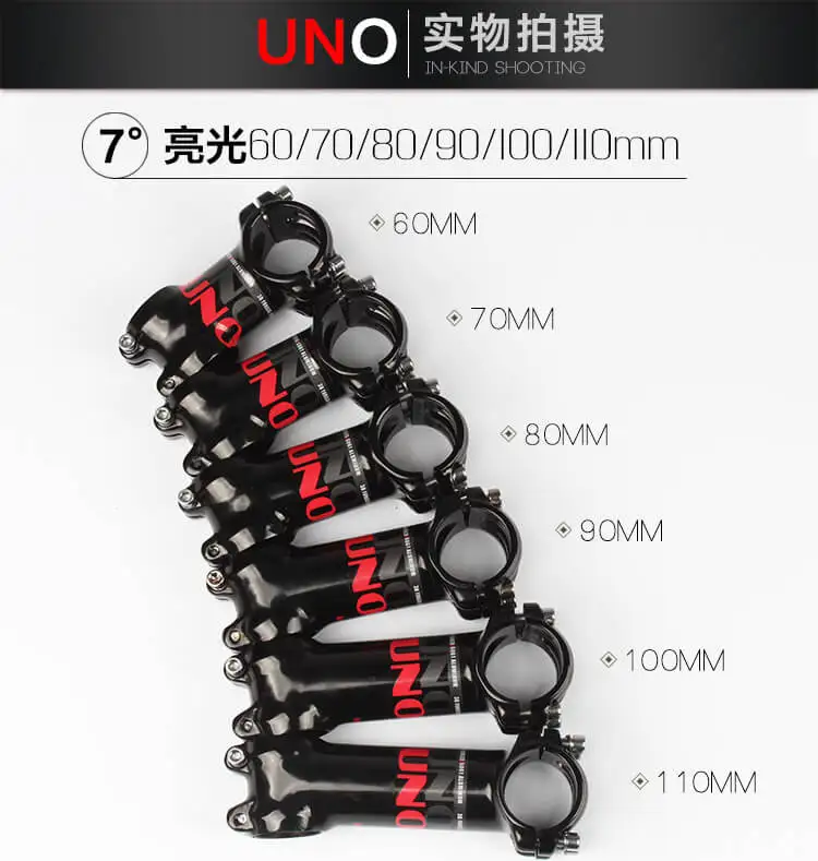

UNO 7 Degree 31.8mm*60-110mm Bike Stem Gloss Aluminium Alloy MTB Mountain Road Bicycle Handlebar Stems 28.6mm Fork Clamp Dia.