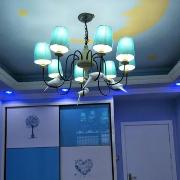 

Lartin American Biege shade hanging Chandelier for Living Room show room Resin Bird Chandeliers Lighting Vintage light Fixtures