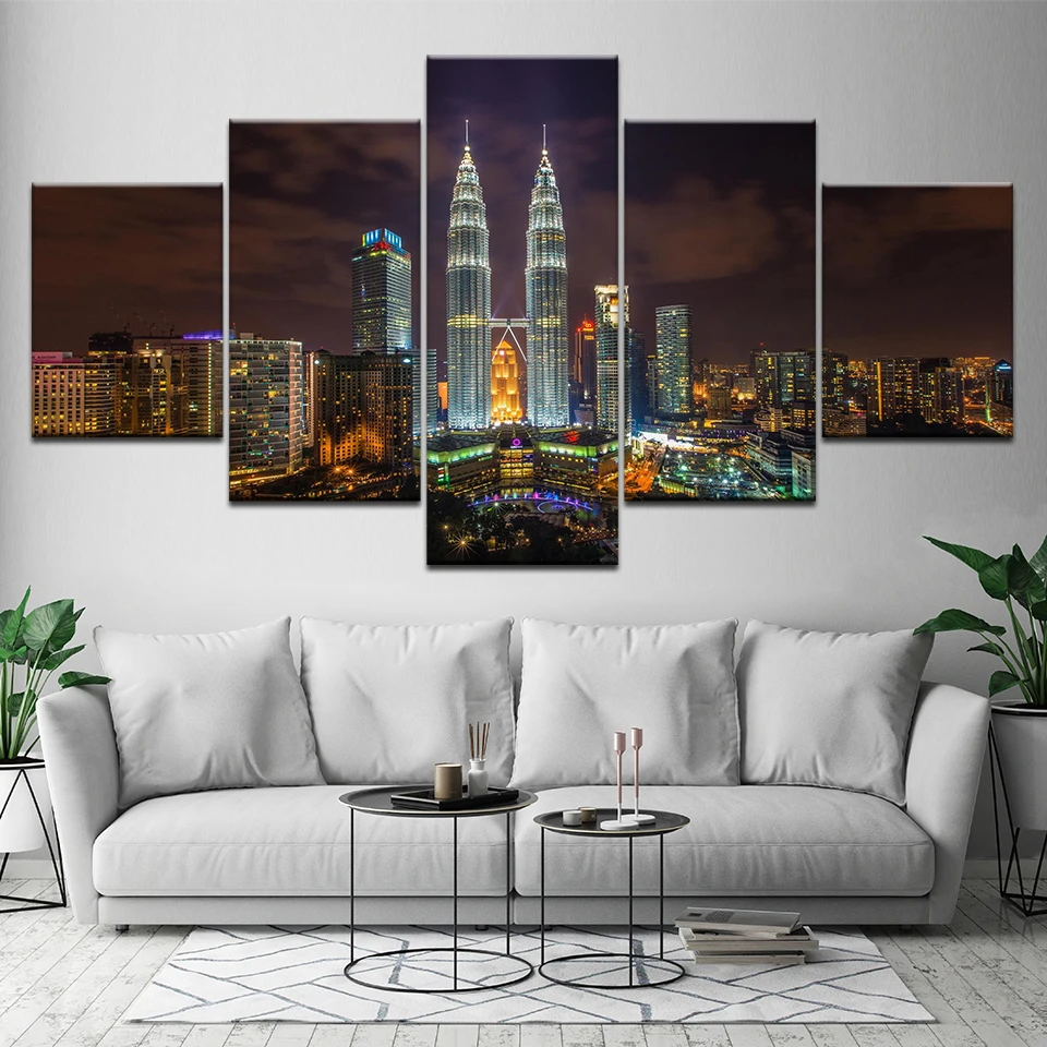 Beautiful Malaysia Petronas Twin Towers Commercial Cityscape Hd Canvas