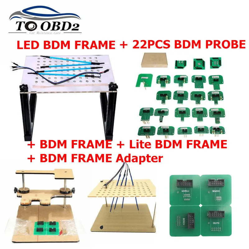 22 шт. BDM Адаптеры KTAG KESS KTM Dimsport BDM зонд адаптеры полный набор светодиодный BDM Рамка ЭБУ рампа Адаптер BDM Рамка 40 шт. pin