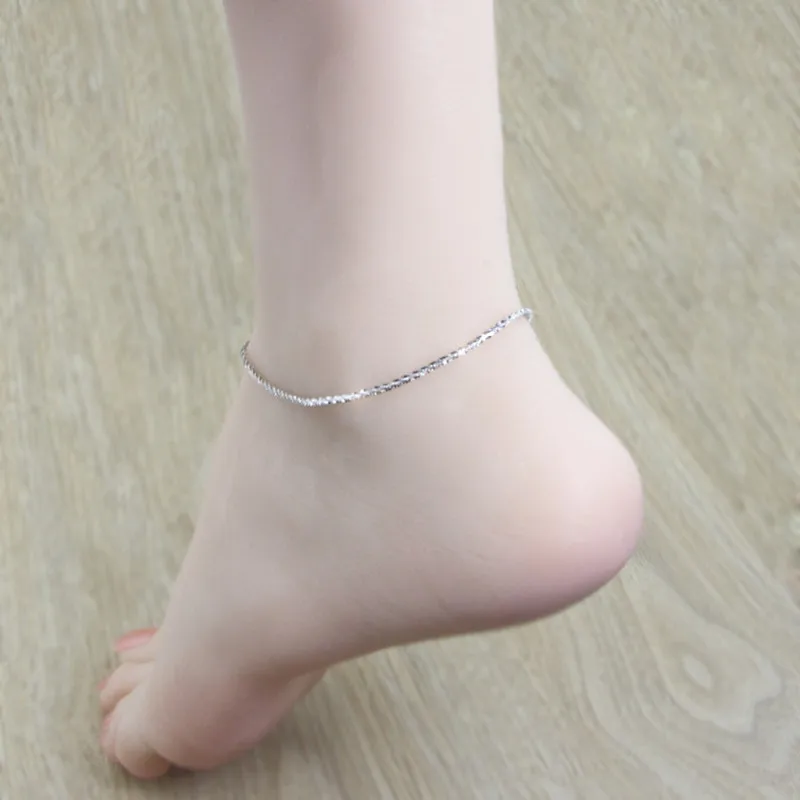 925 Серебряные ножные браслеты для женщин, простые крестообразные босоножки, вязанные крючком, двухслойные ножные браслеты для женщин, модные ювелирные изделия