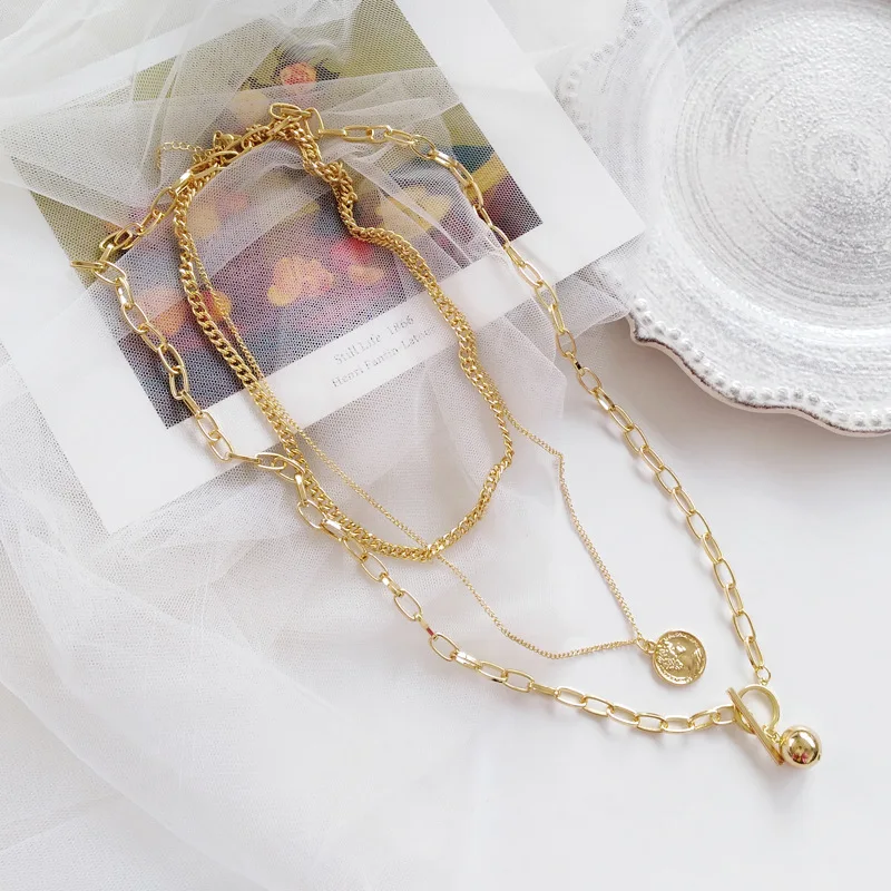Модное Европейское и американское ожерелье в стиле хип-хоп, многослойное длинное ожерелье, угол с шариками, ожерелье с подвеской