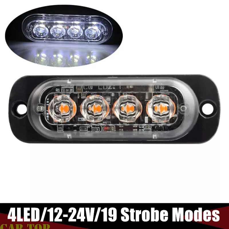

Strobe Trailer Light 4 LED Emergency Truck Marker Flash Strobe Warn Hazard Light 12V-24V Side Marker Light
