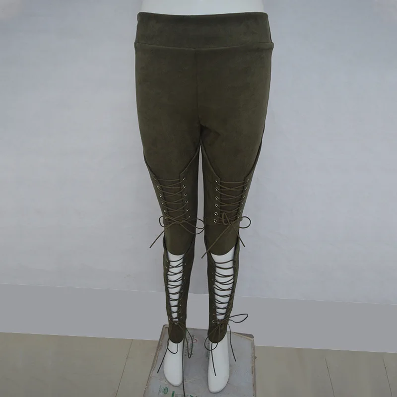XiM & M @ ch осень-зима в стиле панк брюки Кроссовер бинты боковой молнией лоскутное замши карандаш брюки длинные Длина A08PT030
