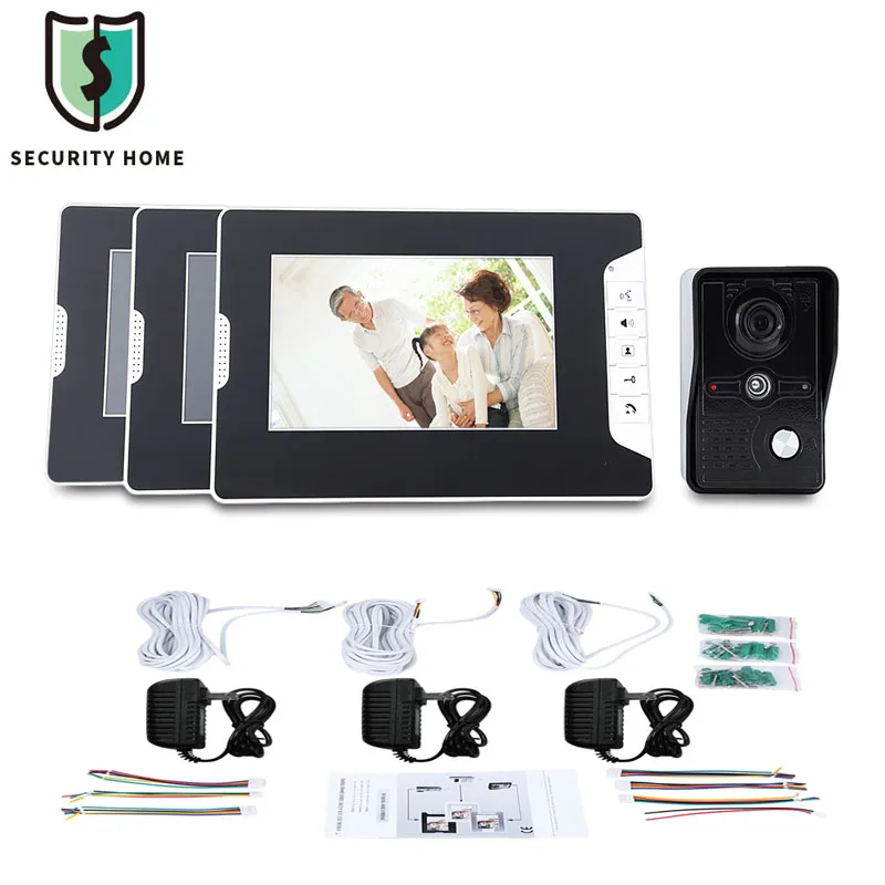 

Fimei SY813MKB13 7 inch Color Two-way Audio Night Vision Video 1 Camera 3 Monitor Phone Doorbell Door Intercom Doorphone