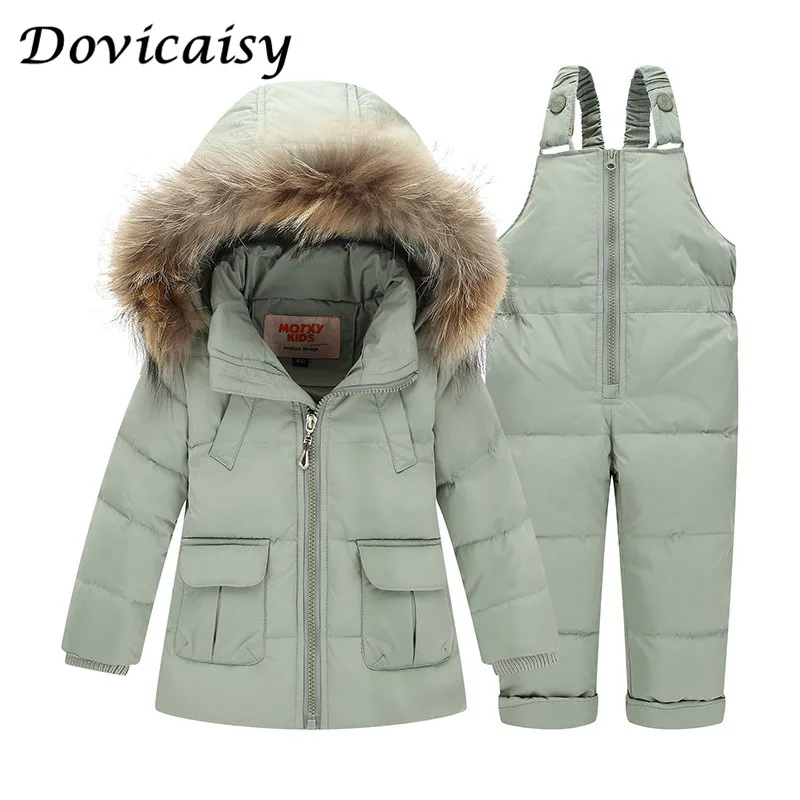 

Kids Clothes Girls Down Coat Children Warm Toddler Snowsuit Outerwear + Romper Clothing Set Russian children's Winter jackets