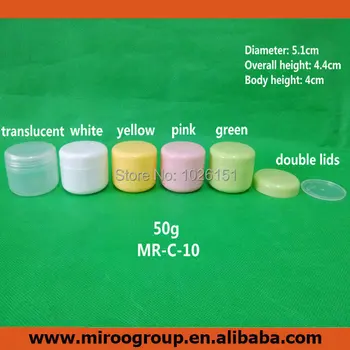 

FreeShip High Quality 60PCS 50g PP White Colored Round Cream Jars, 50g Plastic Containers for Cosmetics, Cosmetic Sample Bottles