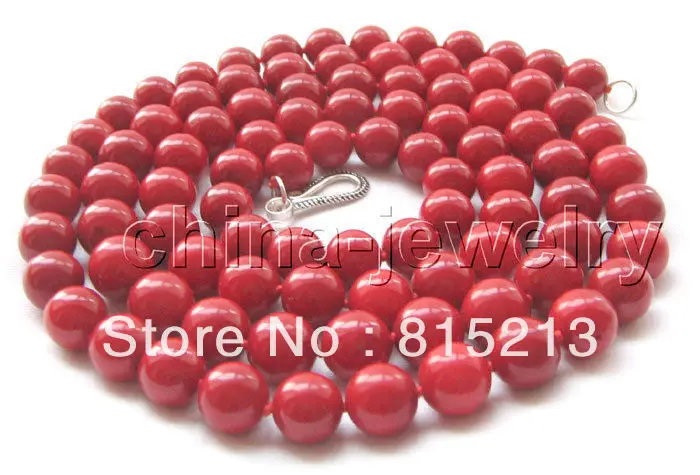 

ddh005 Beautiful AAA 50" 10-11mm natural perfect round red coral necklace-925 silver N Discount