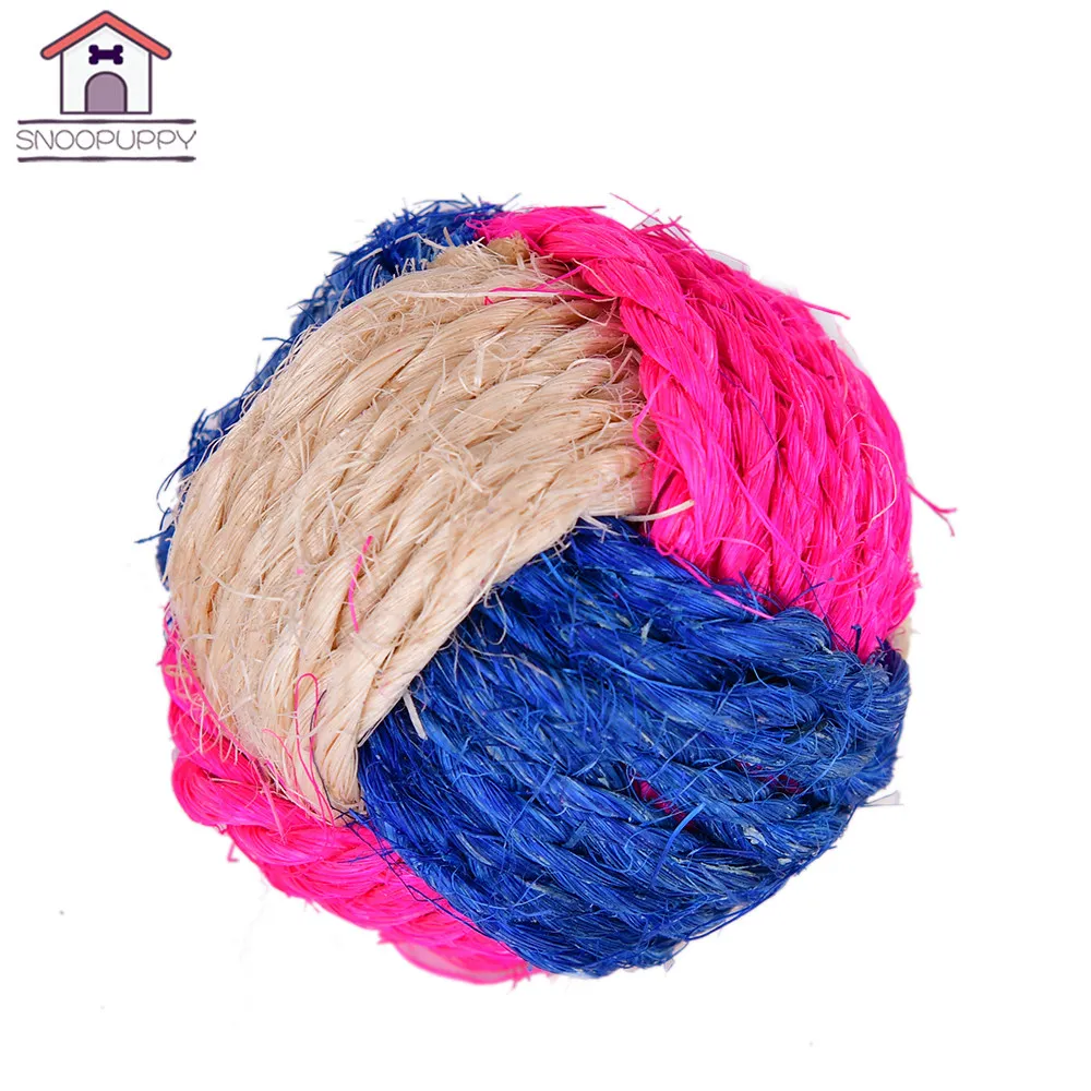 Tricolor Sisal Mainan Anjing Mengunyah Bola Untuk Anjing Kucing