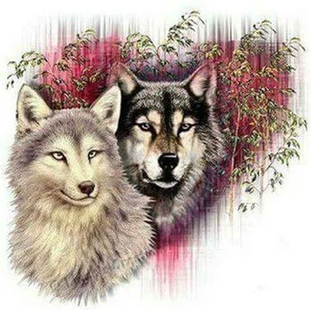 

DIY 5D Diamond embroidery wolfs couple stickers rhinestone pasted diamond painting cross stitch picture handmade Mosaic Decor