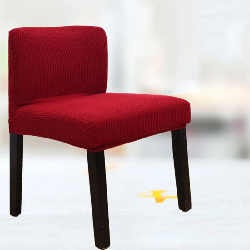 Эластичный флисовый чехол для стула с низкой спинкой, чехлы для обеденных стульев для домашнего декора, отеля, свадьбы, вечеринки - Цвет: Wine Red