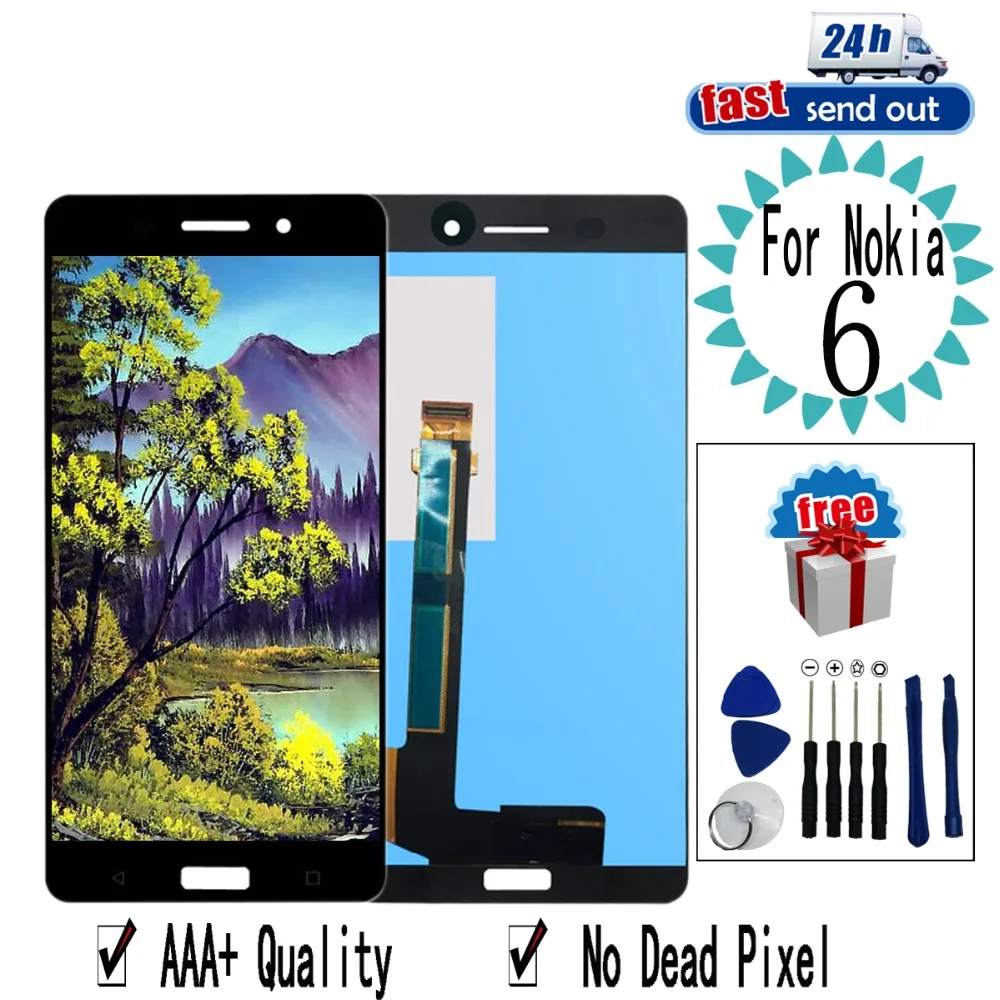 

5.5" N6 LCD For Nokia 6 LCD Display TA-1025 TA-1021 TA-1033 Touch Screen Digitizer Assembly Replacement For Nokia 6 N6