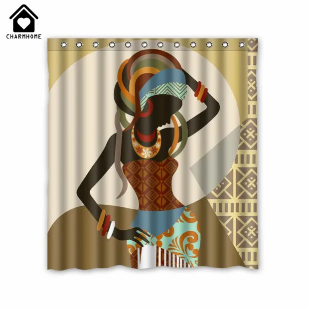 CHARMHOME Popular African Woman Printed Shower Curtain Oil Painting Art Waterproof Bathroom Bath