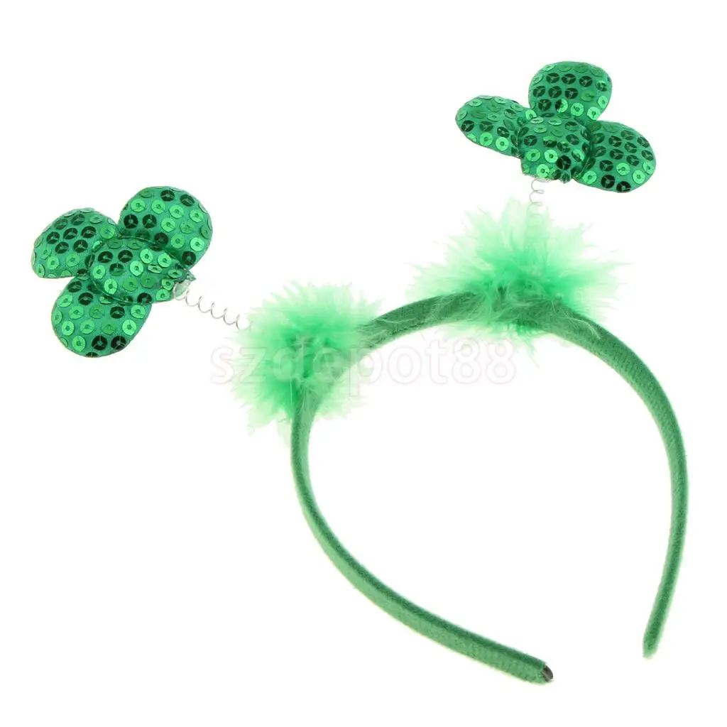 Festival Novelty Saint Patrick Day Party Head Bopper Shamrocks Headband Green Sequin Irish Headwear Photo Props Gift