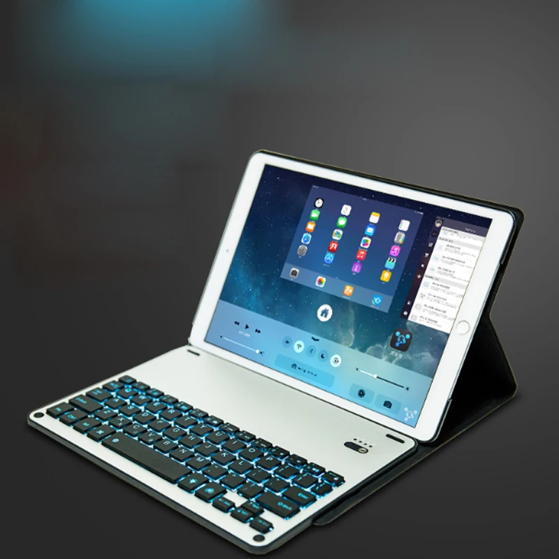 Bluetooth Keyboard Cover for IPAD 2017/iPad Pro/iPad Air 2 /Air 1 9.7 Inch, Removable Metal Keyboard + Backlit+ Premium PU Case