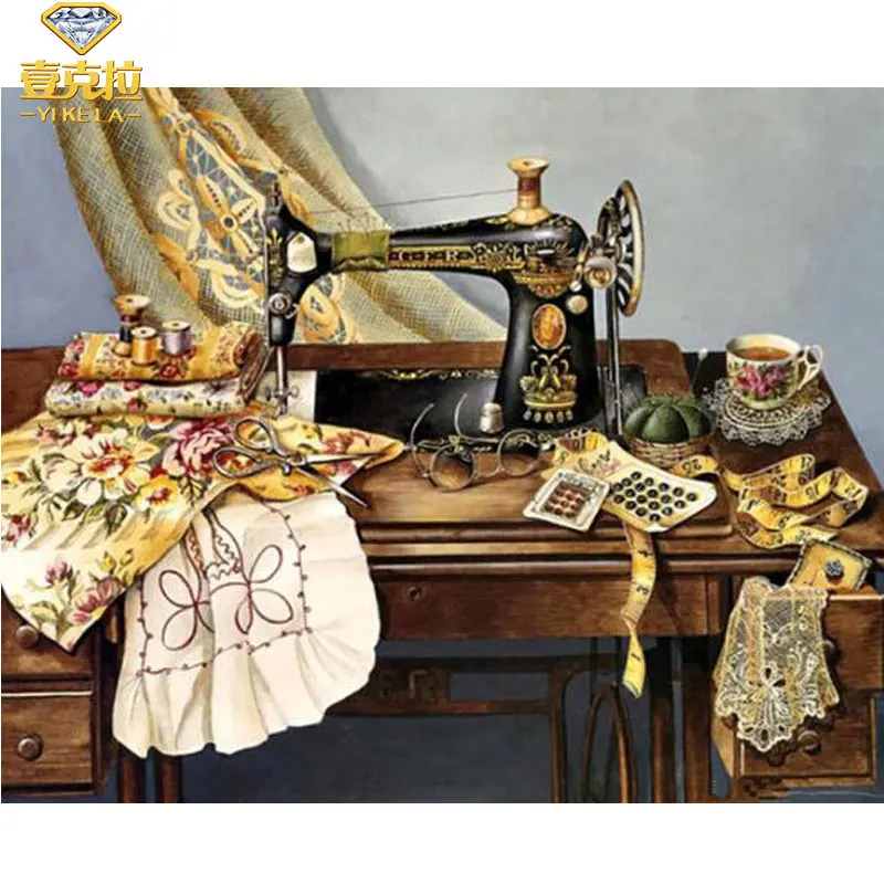 

YIKELA 5D DIY Full Square Diamond Painting Sewing Machine Diamond Embroidery Cross Stitch Rhinestone Painting Home Decor Gifts