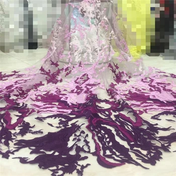 

Tollola African French Lace Fabric High Quality African Tulle Lace Fabric Soft Design Purple 5yards Wedding Lace Fabric