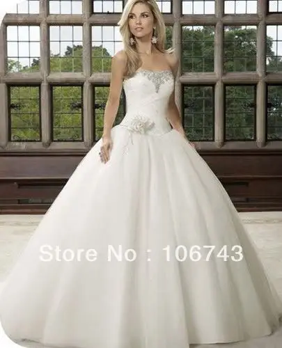 

free shipping 2013 new style best seiier Sexy bride wedding Custom size crystal flowers ball gown wedding dress